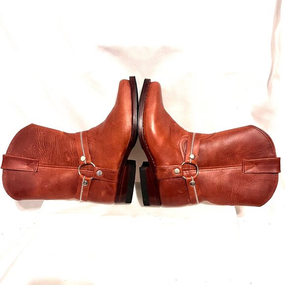 Cowboy Hand Tooled Leather Harness Brown Boots-European Sz. 30 (Us 12 1/2-13) - Picture 4 of 15